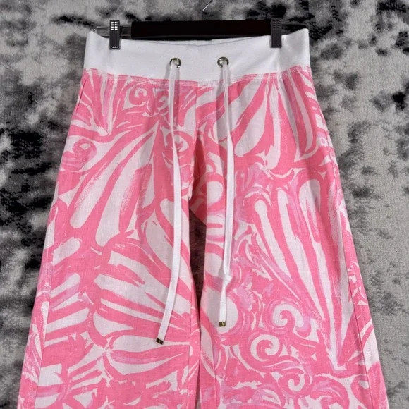 Lilly Pulitzer The Beach Pant Womens Size Small Pink Colorful Hippie Linen - Picture 3 of 16